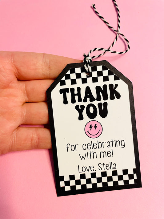 Pink Smiley Face Favor Tags