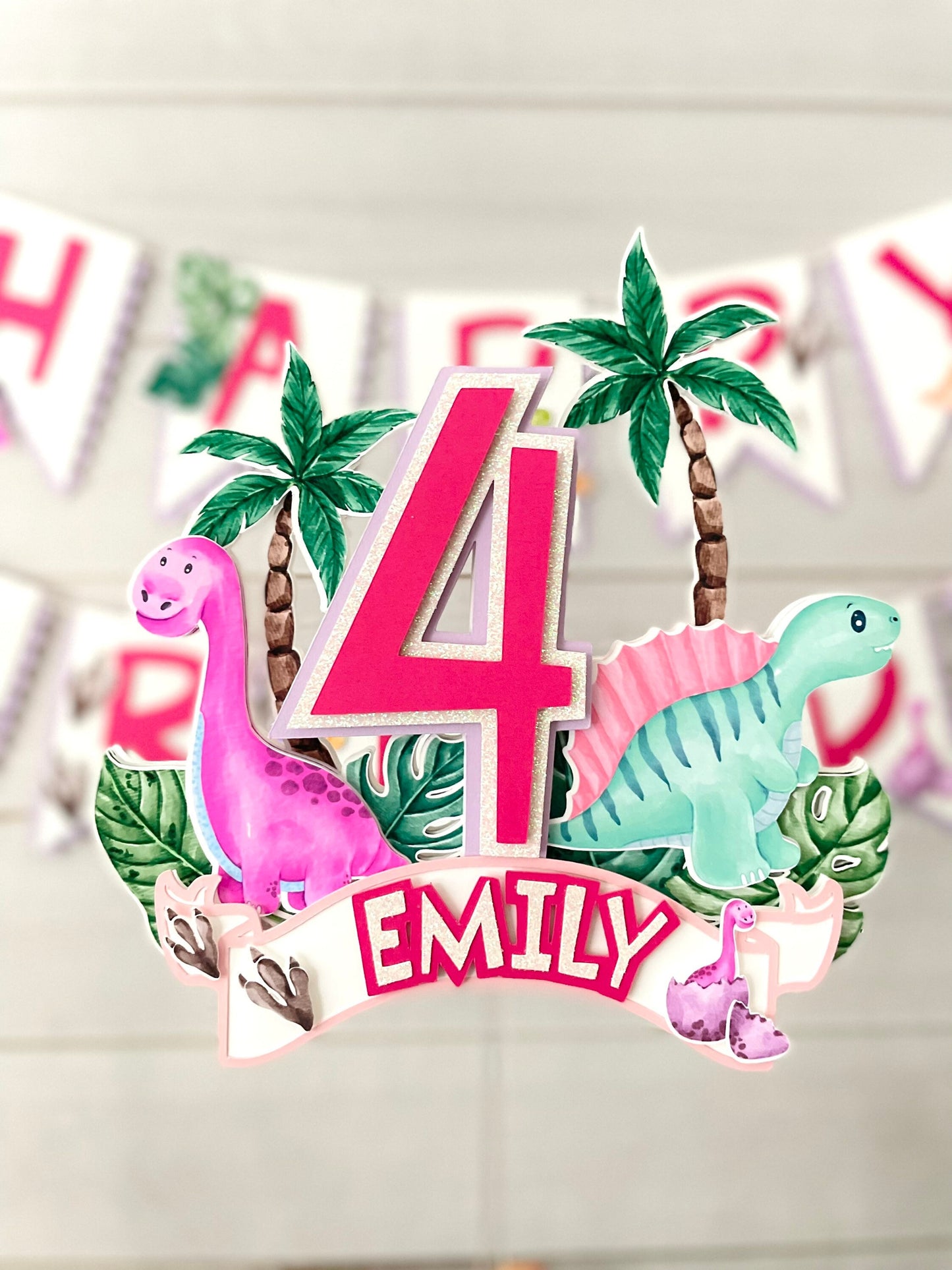 Girl Dino Cake Topper