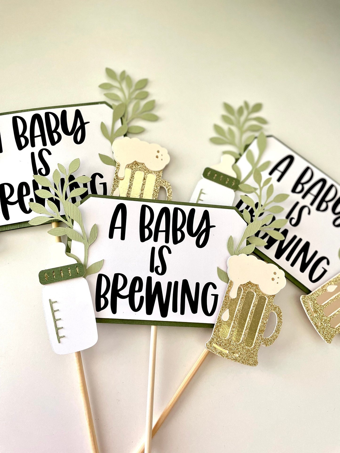 Baby is Brewing Cupcake Toppers