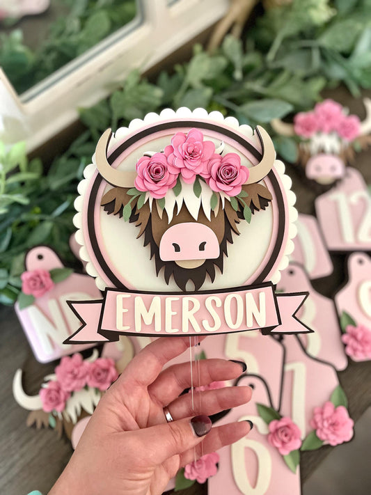 Highland Cow Cake Topper