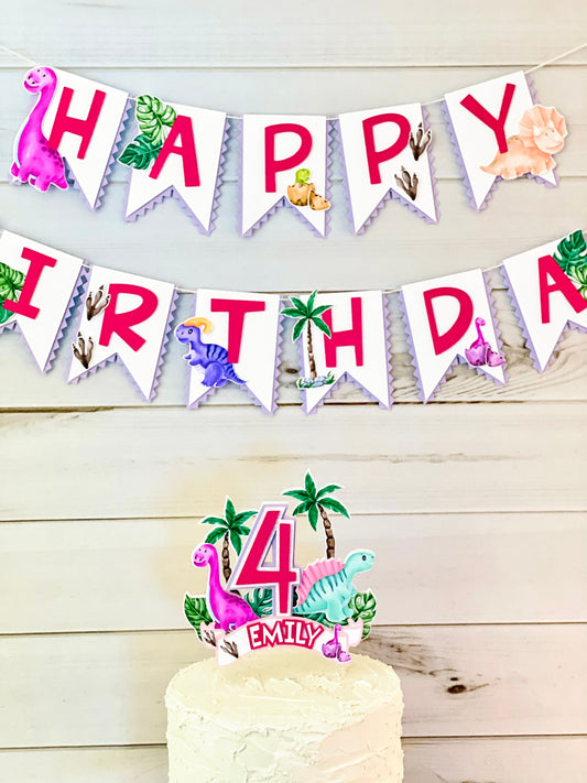 Girl Dino Cake Topper