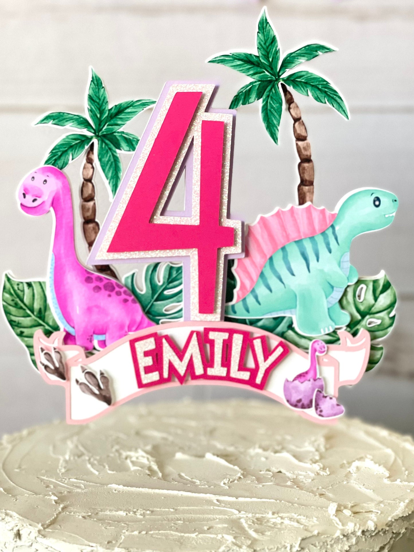 Girl Dino Cake Topper