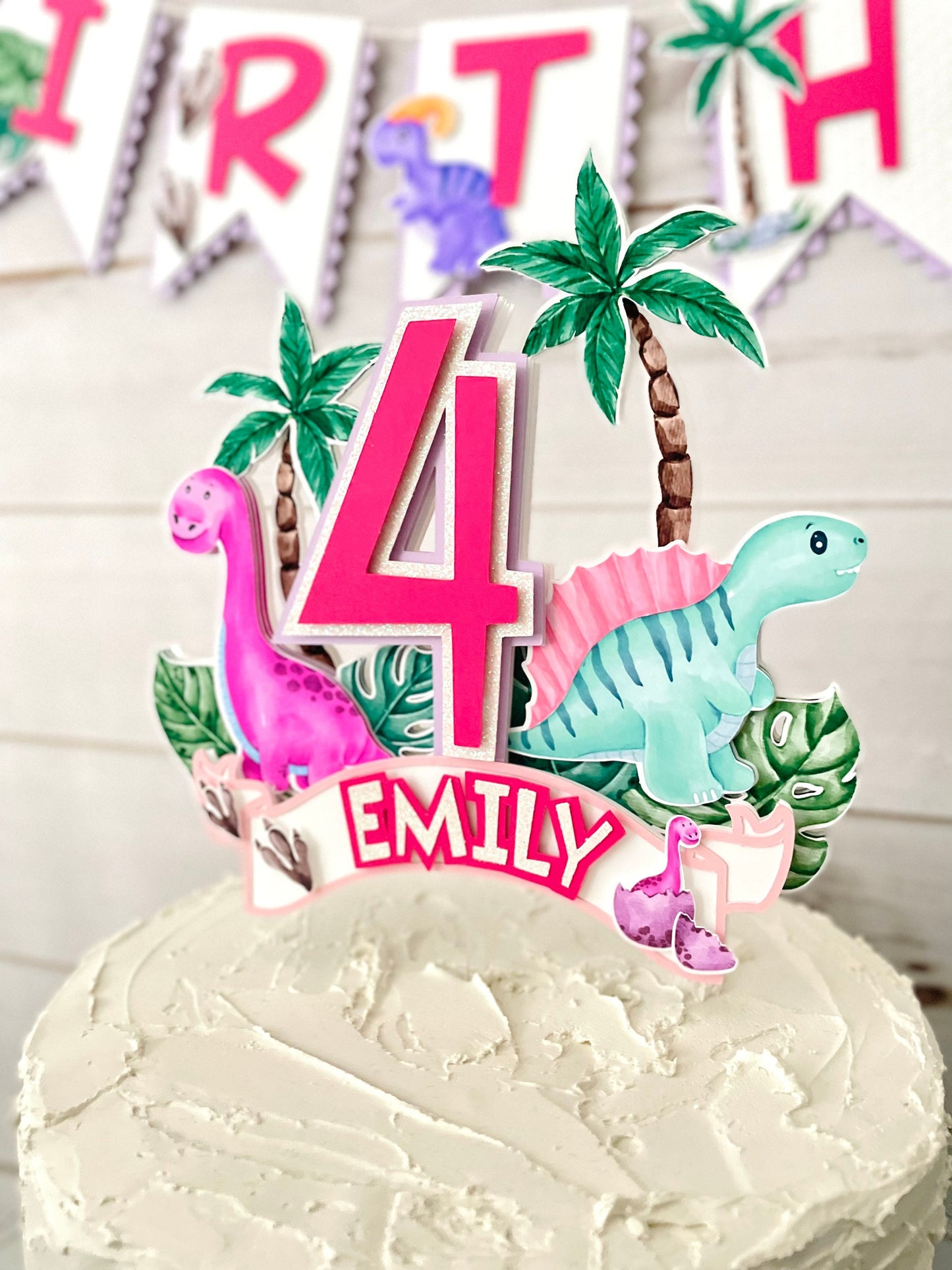 Girl Dino Cake Topper