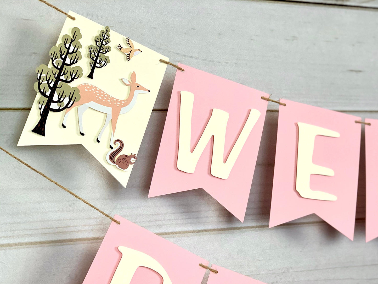 Pink Woodland Baby Banner