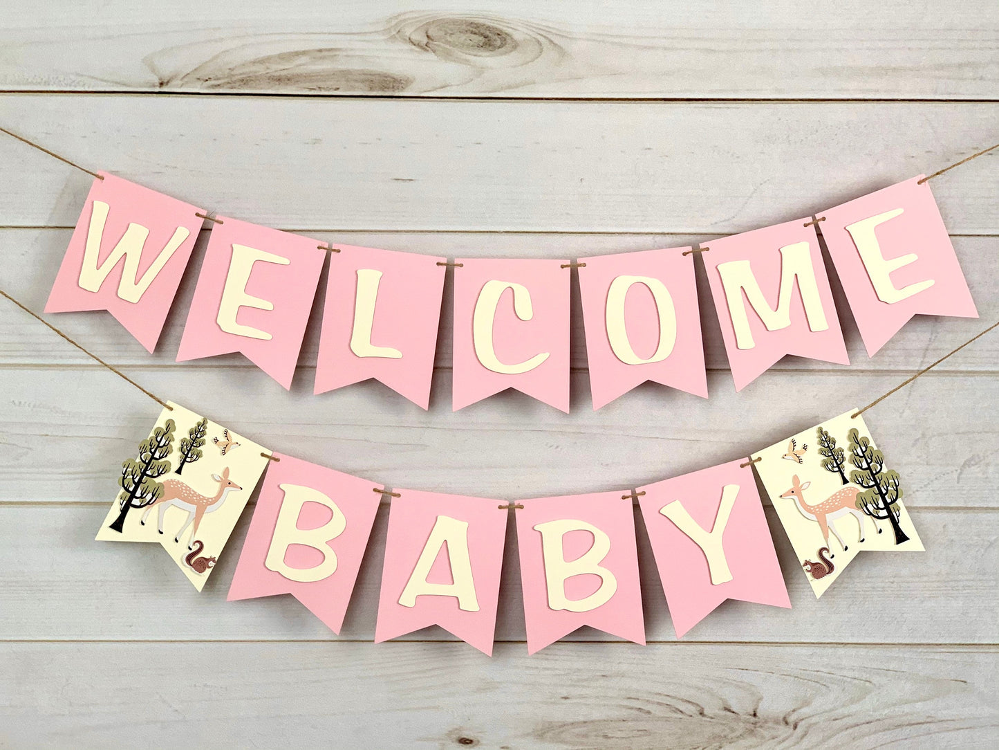 Pink Woodland Baby Banner