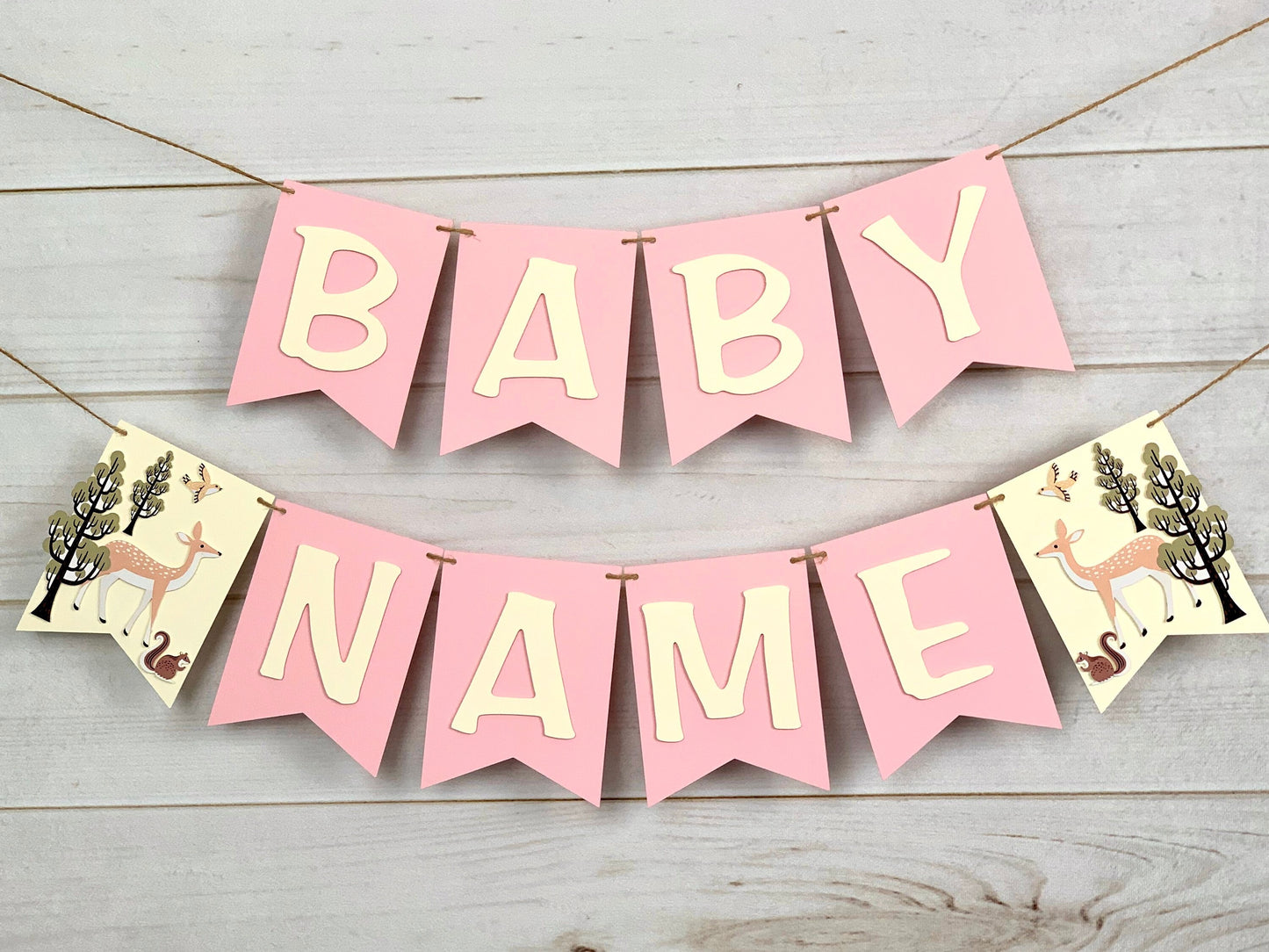 Pink Woodland Baby Banner