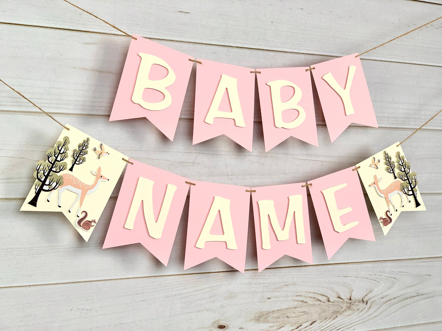 Pink Woodland Baby Banner