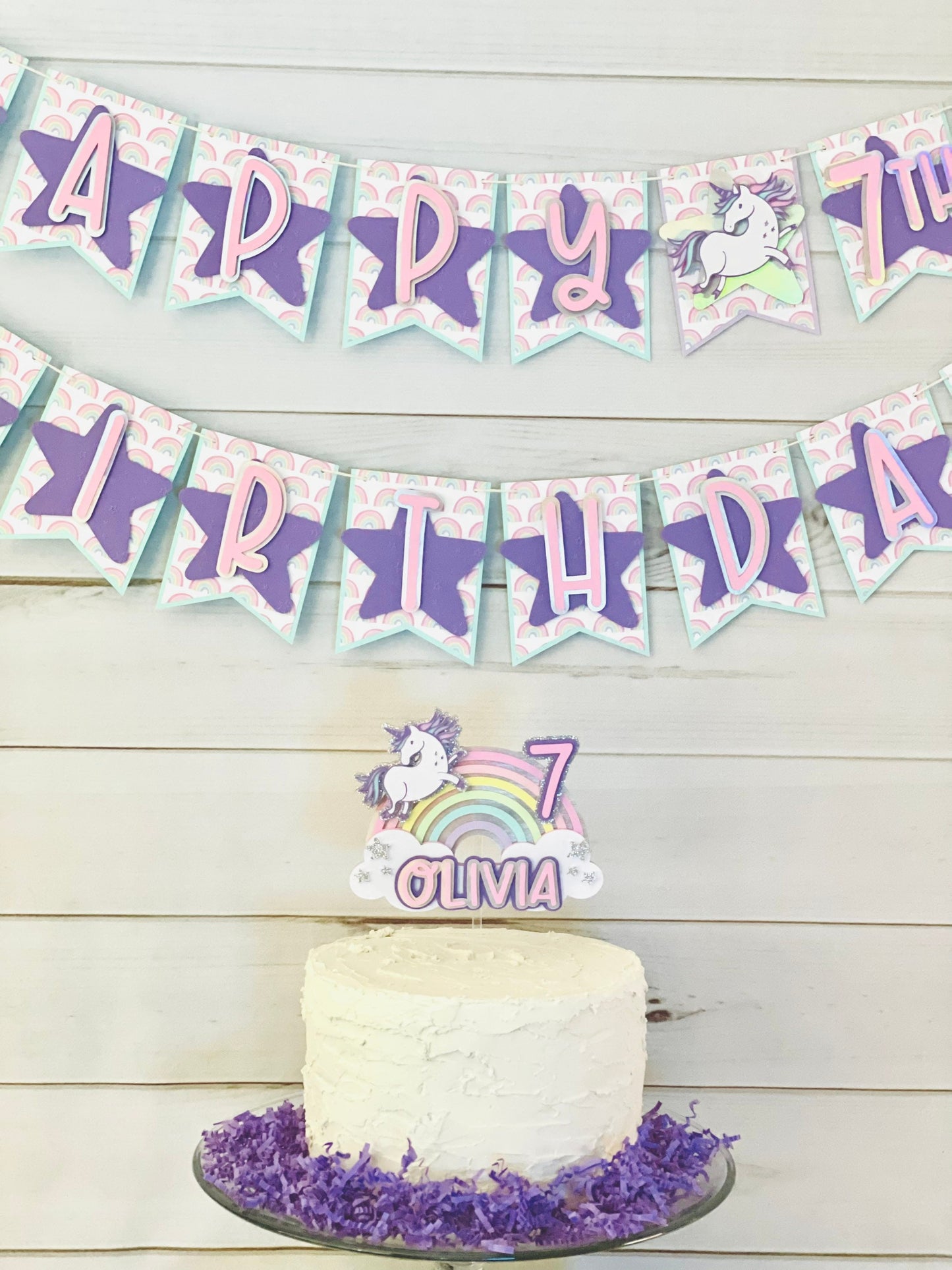 Rainbow Unicorn Cake Topper