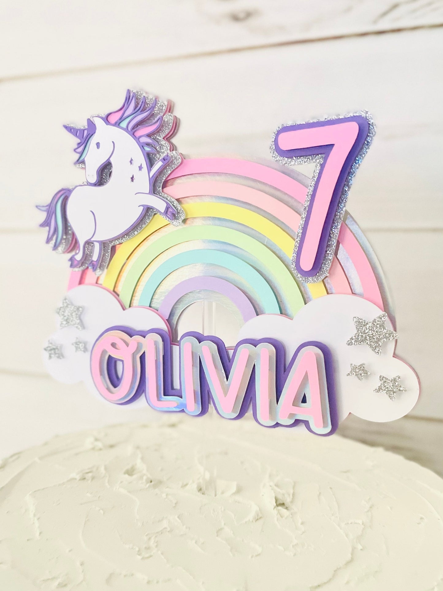 Rainbow Unicorn Cake Topper