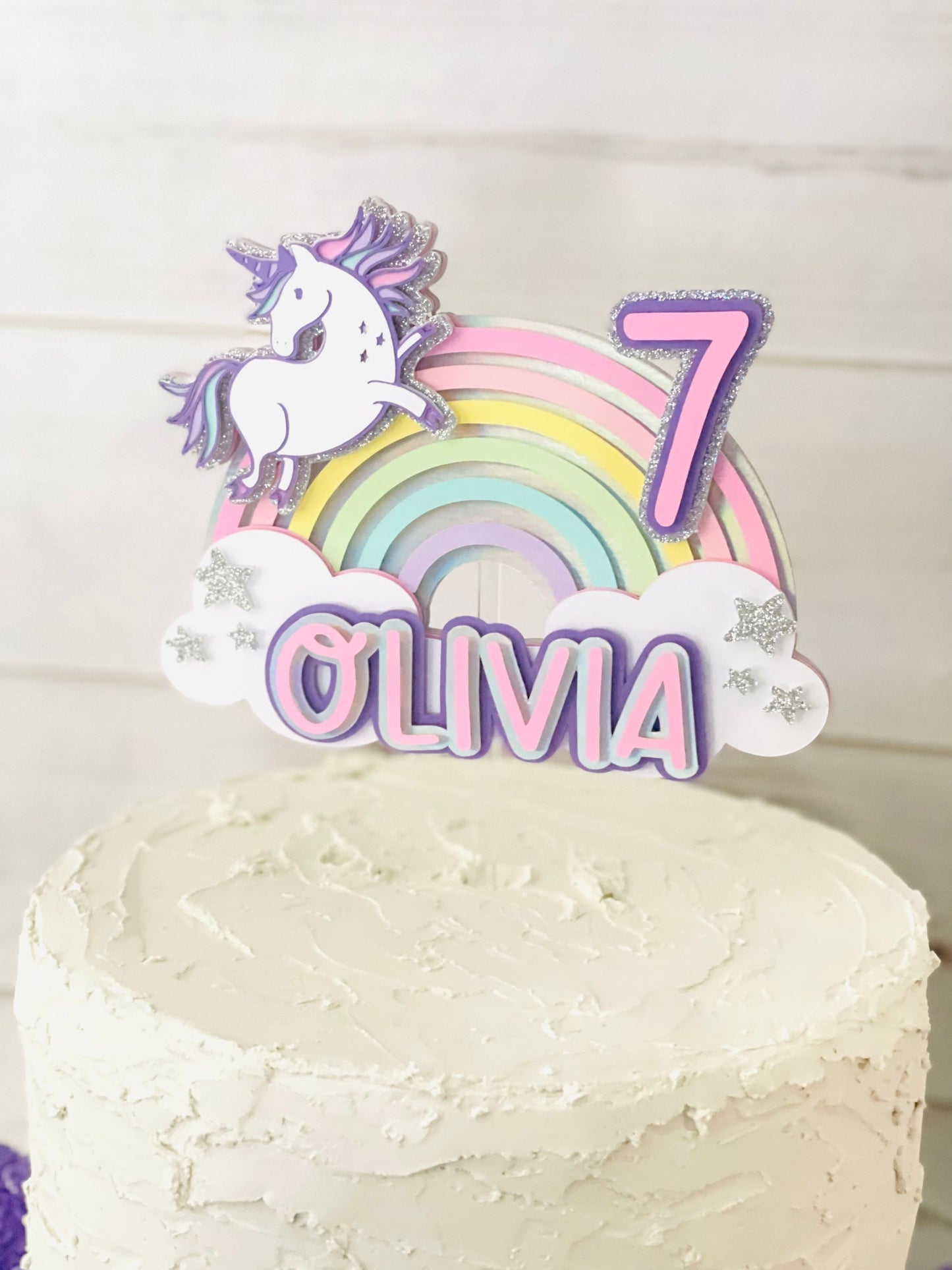 Rainbow Unicorn Cake Topper