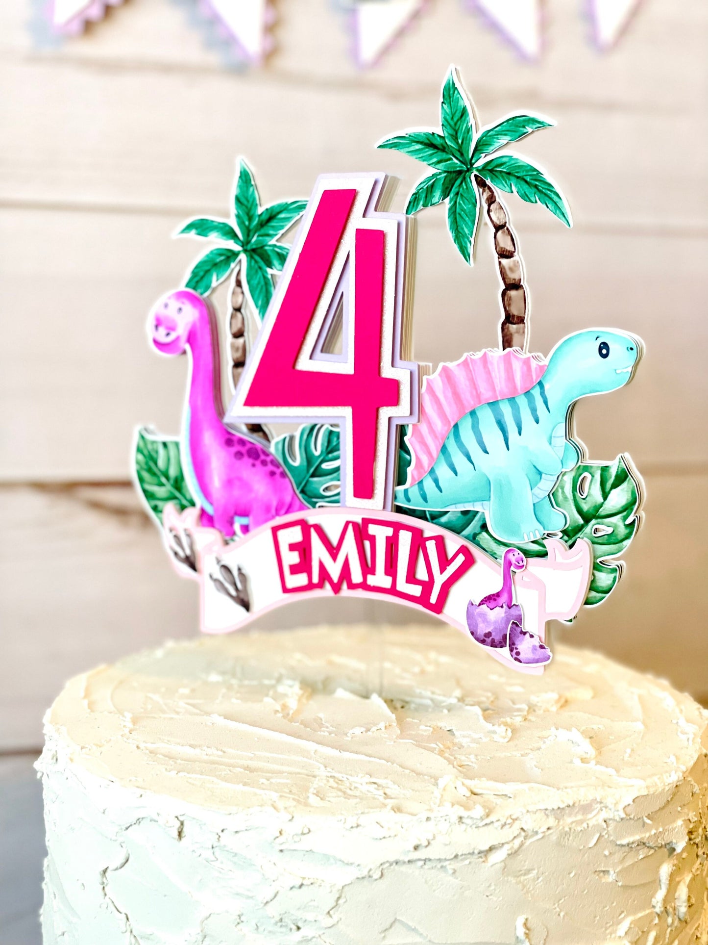 Girl Dino Cake Topper