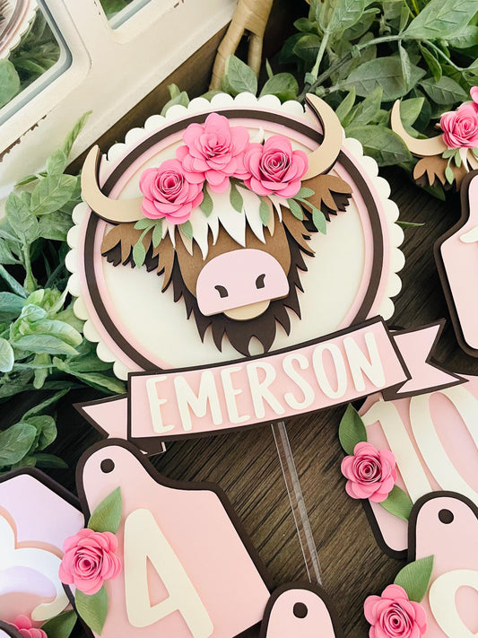 Highland Cow Cake Topper