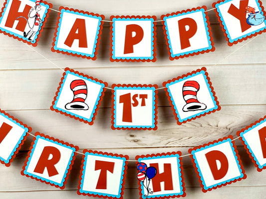 Cat in the Hat Birthday Banner