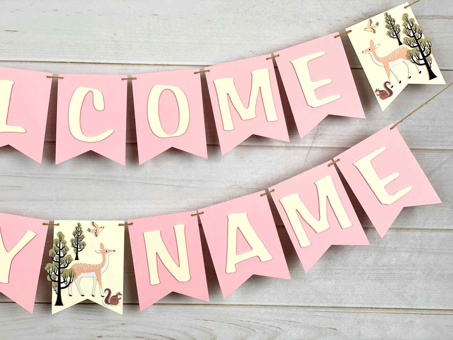 Pink Woodland Baby Banner