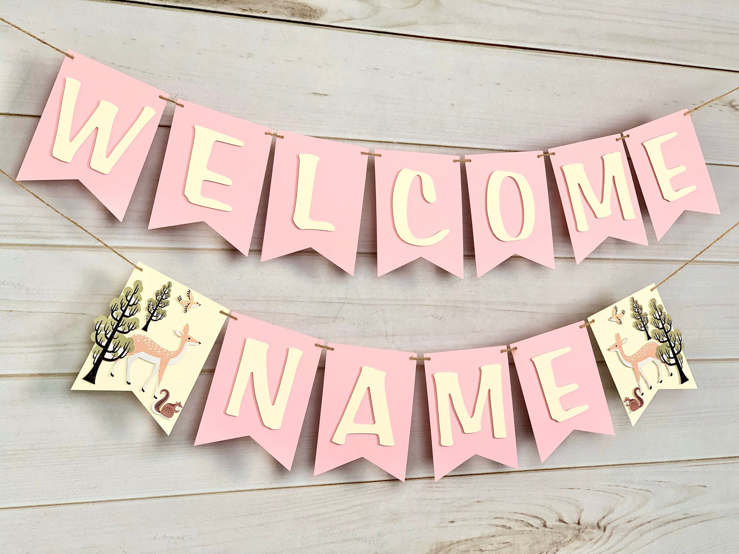 Pink Woodland Baby Banner