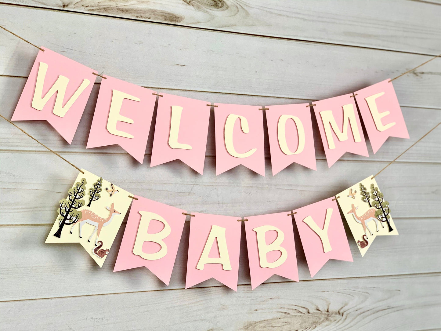 Pink Woodland Baby Banner