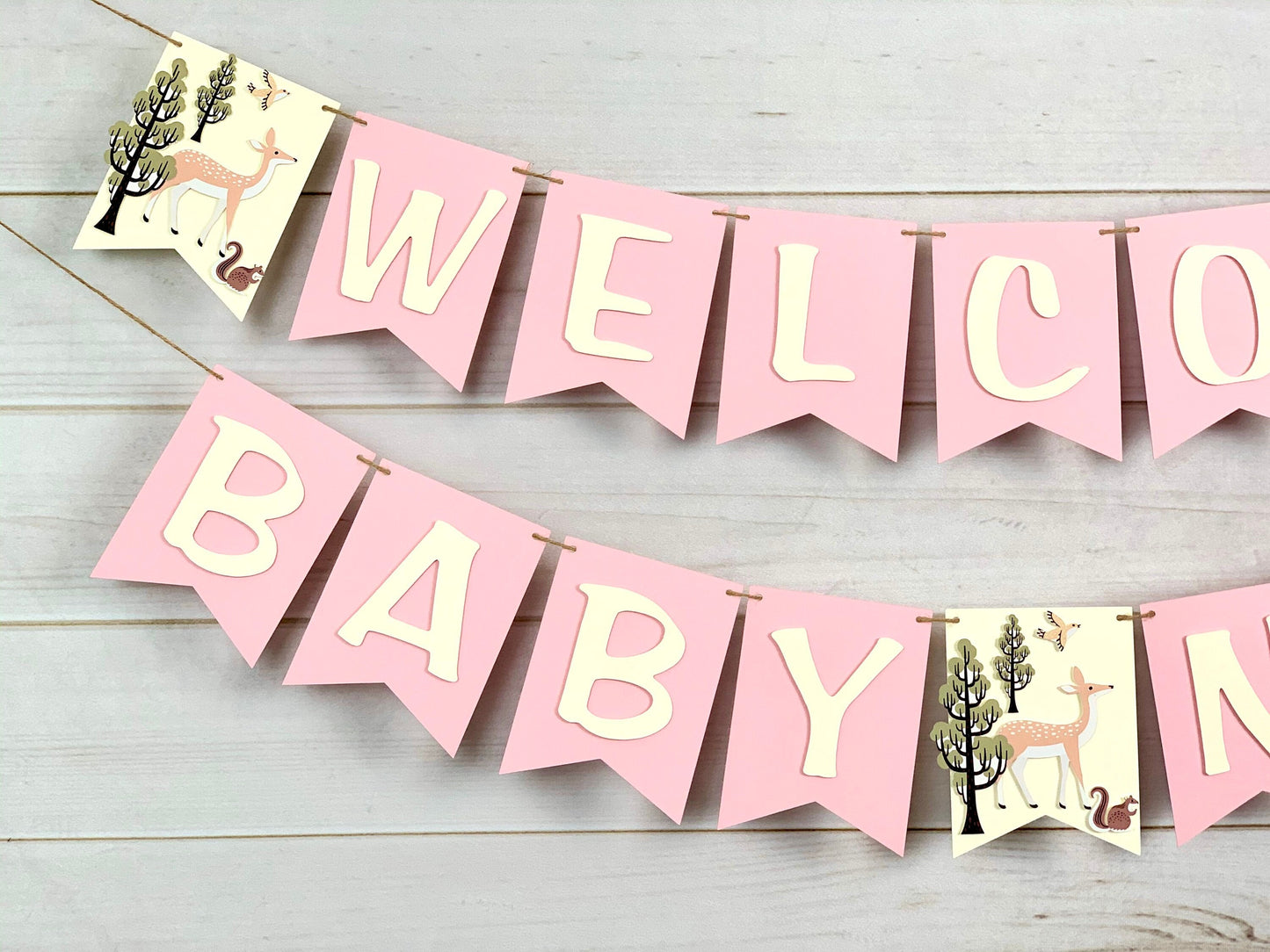 Pink Woodland Baby Banner