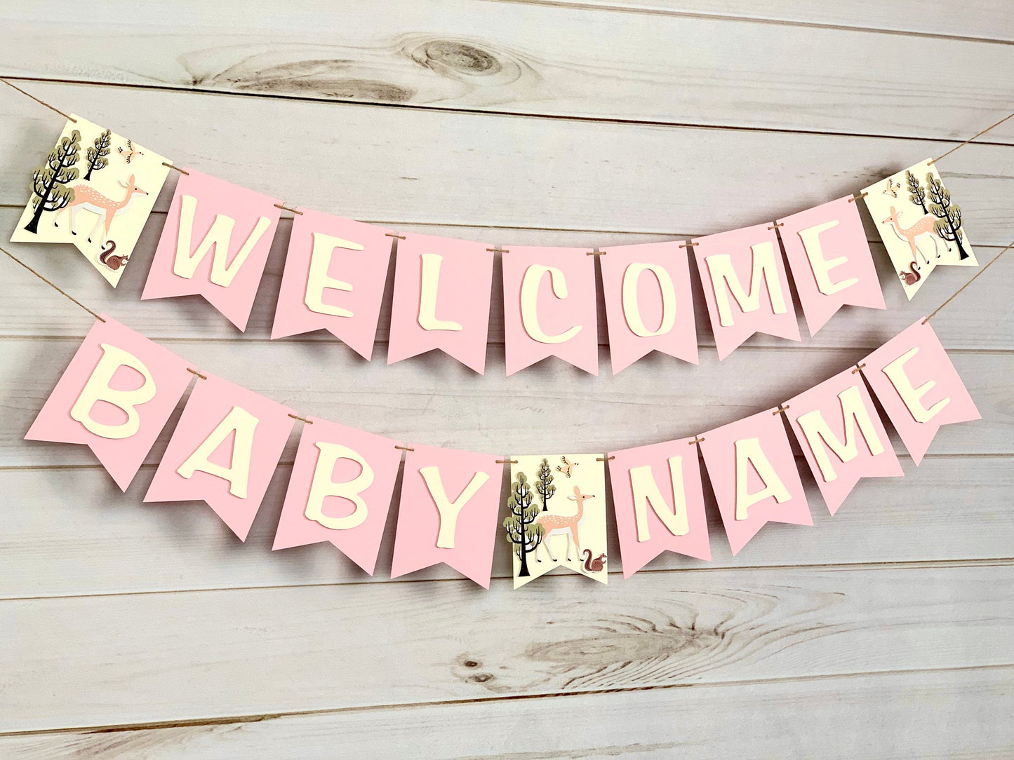 Pink Woodland Baby Banner