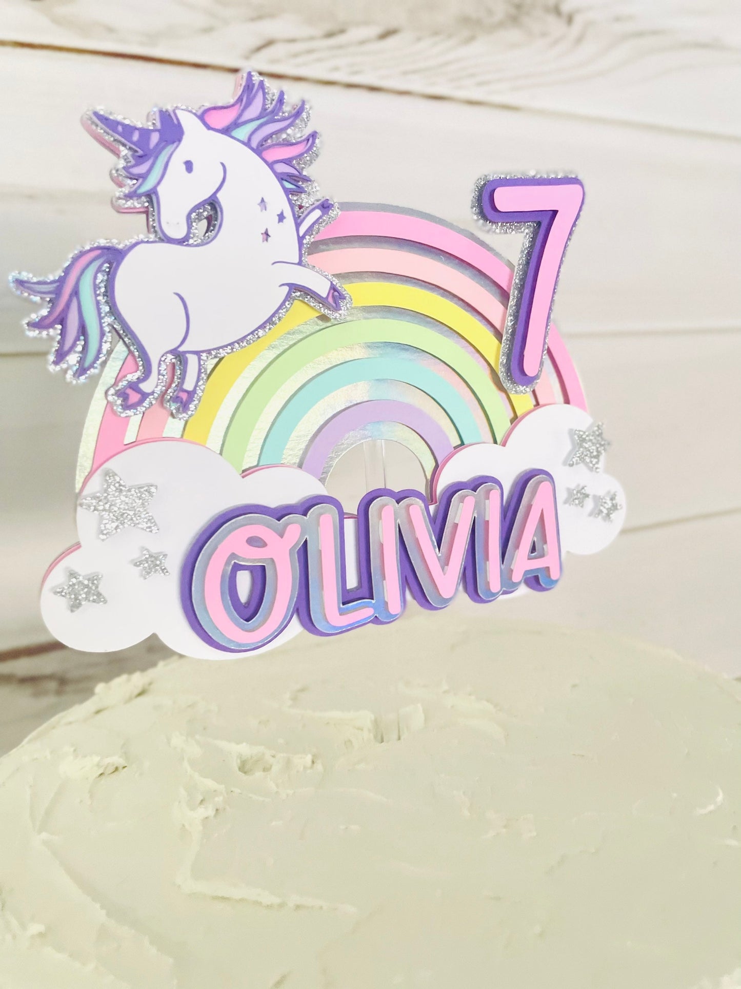 Rainbow Unicorn Cake Topper