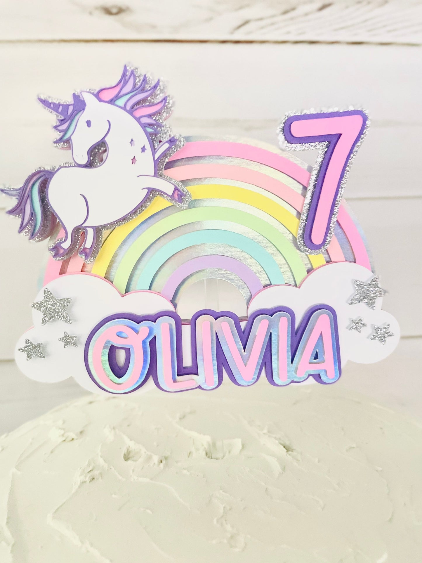 Rainbow Unicorn Cake Topper