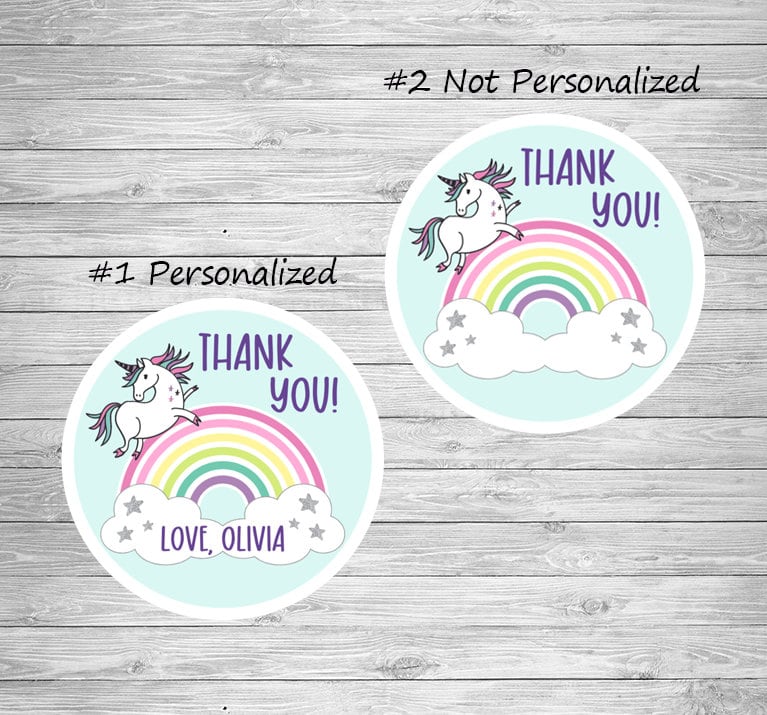 Rainbow Unicorn Thank You Stickers