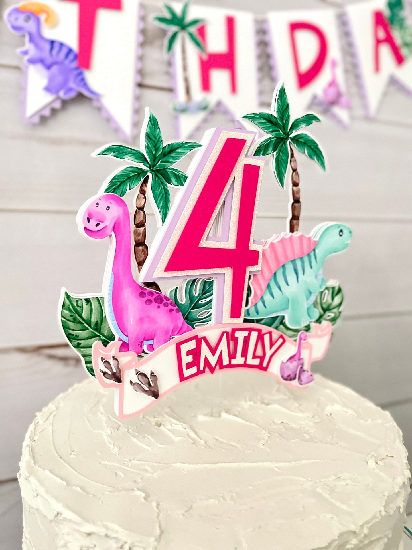 Girl Dino Cake Topper