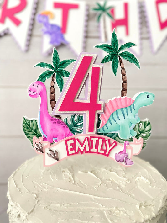 Girl Dino Cake Topper